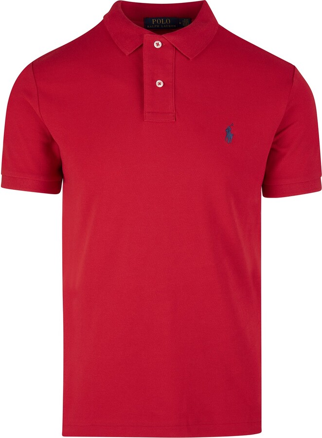 Polo Ralph Lauren Man Slim Fit Polo Shirt In Dark Red Pique' With Blue Pony ShopStyle