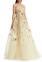 Thumbnail for your product : Oscar de la Renta Embellished Tulle Strapless A-Line Ball Gown