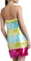 Thumbnail for your product : Theia Paillette-Stripe Cocktail Dress