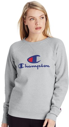 women's champion applique fleece crewneck sweatshirt