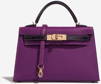 Hermes Mini Kelly in Anemone Veau Madame and Amethyst Alligator