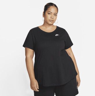 Nike Women's Sportswear Club Essentials T-Shirt (Plus Size) in Black -  ShopStyle