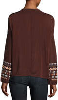 Thumbnail for your product : Johnny Was Cenote Button-Front Georgette Blouse W/ Embroidery