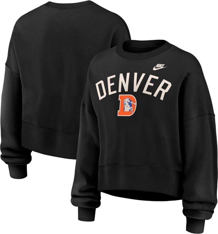 Nike Women's Black Denver Broncos Oversized High Hip Legacy Arch Phoenix Fleece Sweatshirt