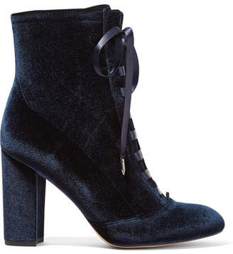 Sam Edelman Clementine Lace-up Velvet Ankle Boots - Storm blue