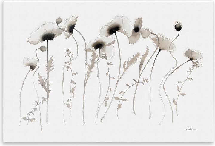 Stupell Industries White Poppy Sprigs Botanical & Floral Painting Unframed Art Print Wall Art, 19 x 13