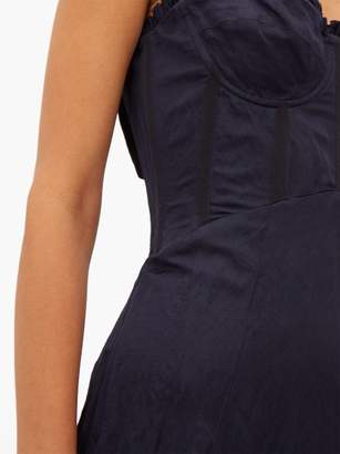 Brock Collection Pelagia Corset-bodice Taffeta Midi Dress - Womens - Navy