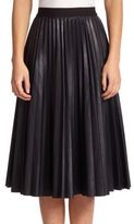 Thumbnail for your product : Theory Zeyn Pleated Leather Midi-Skirt