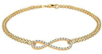 Goldhimmel Women 925 Sterling Silver Gold Plated Infinity Swarovski Crystals Bracelet of 18cm 0212341514