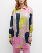 Oversized Abstract-Print Button-Down  