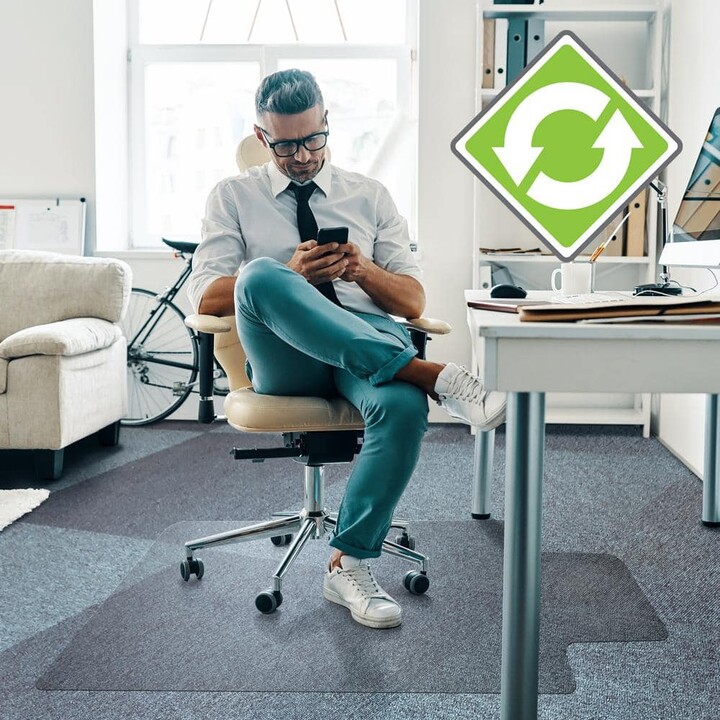 Floortex Cleartex Clear 48 in. x 51 in. Enhanced Polymer Lipped Indoor Chair Mat for Carpets up to 3/8 in.