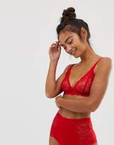 Thumbnail for your product : Monki lace high waisted brief in red