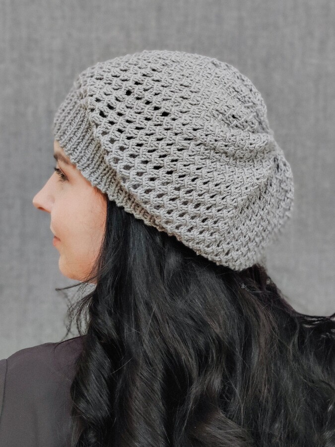 Etsy Lace Beanie, Slouchy Cotton Summer Womens Merino Slouchy Hat, Oversized Beret