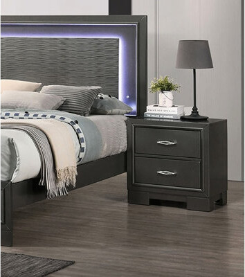 Kivaritio Classic Style Metallic Gray Nightstand With 2 Solid Wood Drawer Qualities Acrylic Hardware For Master Bedroom