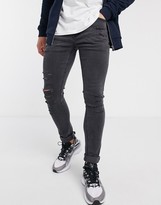 dark gray distressed jeans