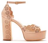 Thumbnail for your product : Rachel Zoe Jenelle Laser-Cut Patent Leather Peep-Toe Platform Sandals