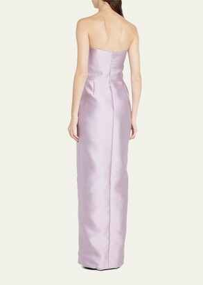 J. Mendel Strapless Silk Hand-Pleated Draped Bustier Gown