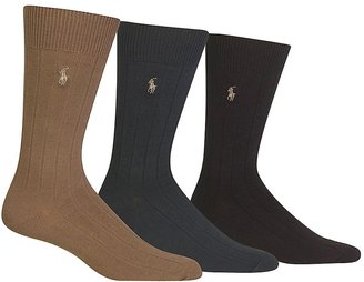 Polo Ralph Lauren men's socks Dress Combed Cotton tobacco/olive/brown 3pairs
