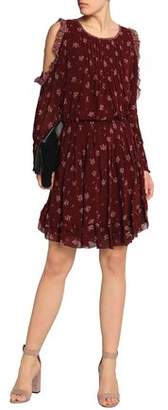 Joie Arleth Cold-Shoulder Pleated Floral-Print Silk-Chiffon Dress