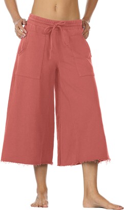 icyzone Women's Culottes Capri Pants Wide Leg Casual Cropped Lounge Pants ( XL - ShopStyle