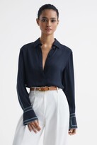 Thumbnail for your product : Reiss Fitted Side Striped Dip Hem Blouse