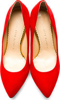 Thumbnail for your product : Charlotte Olympia Red Suede Debbie Pumps