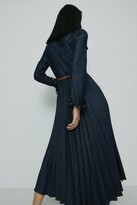 Thumbnail for your product : Karen Millen Tailored Denim Pleated Shirt Maxi Dress