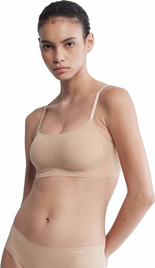 Calvin Klein Women's Invisibles Comfort Seamless Wireless Skinny Strap  Retro Bralette Bra 