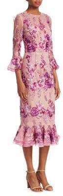 David Meister Floral Embroidered Midi Dress
