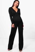 Thumbnail for your product : boohoo Maternity Tie Front Plunge Jumpsuit