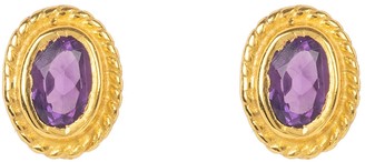 Latelita Birthstone Gold Gemstone Stud Earring February Amethyst