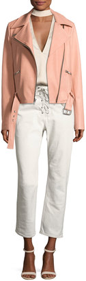 A.L.C. Duvall Leather Motorcycle Jacket, Pink
