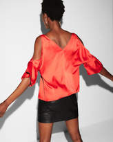 Thumbnail for your product : Express Cold Shoulder Flutter Sleeve Blouse