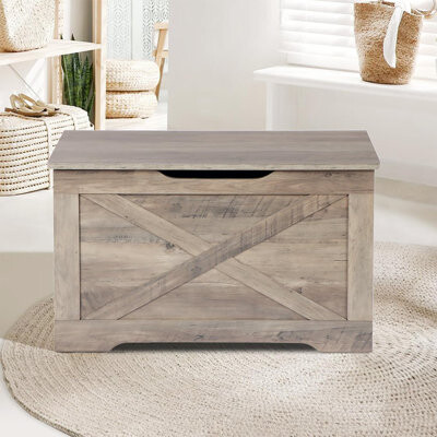 Storage Chest, Wooden Storage Bench, Entryway Shoes Bench With 2 Safety Hinges, Retro Storage Trunk For Living Room,Bedroom, 15.7 X 31.5 X 18.9 Inches