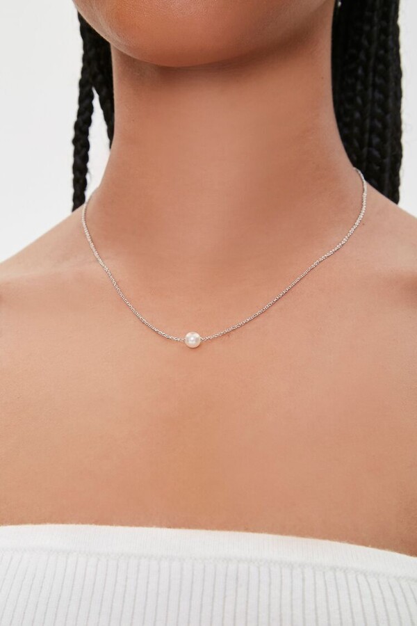 Single Pearl Necklace On Silver Chain | Shop the world's largest 