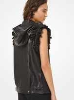 Thumbnail for your product : Michael Kors Collection Plonge Leather Ruffled Moto Vest