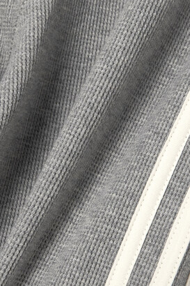 adidas Striped Waffle-knit Cotton-blend Jersey Leggings - Gray