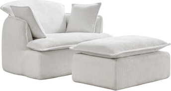 Latitude Run Versatile Convertible Sofa Chair With Ottoman In Modern Corduroy For Stylish Small Spaces
