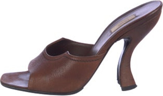 Prada Leather Slides Brown Designer