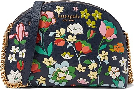Kate Spade Morgan Flower Bed Embossed Saffiano Leather Double Zip Dome  Crossbody (Blazer Blue Multi) Handbags - ShopStyle Shoulder Bags