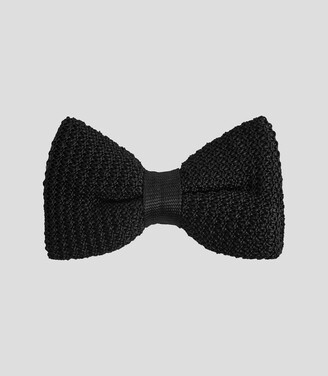 Reiss Dexter - Knitted Silk Bow Tie in Black