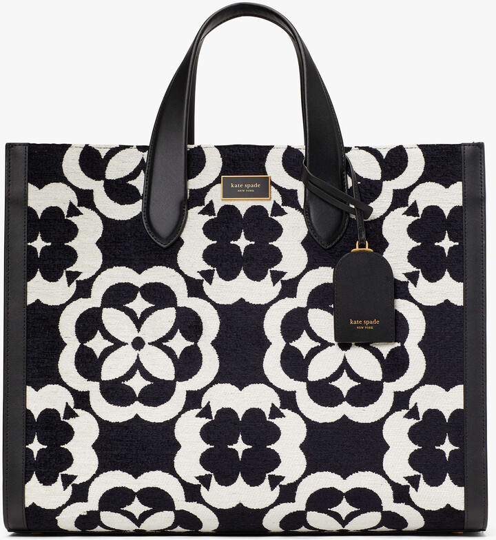 Buy KATE SPADE Spade Flower Monogram Manhattan Chenille Small Tote Bag, Black Color Women