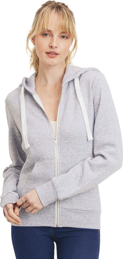 YUNY Womens Cotton Pullover Dress Pure Color Zipper Sweatshirts Grey XS 