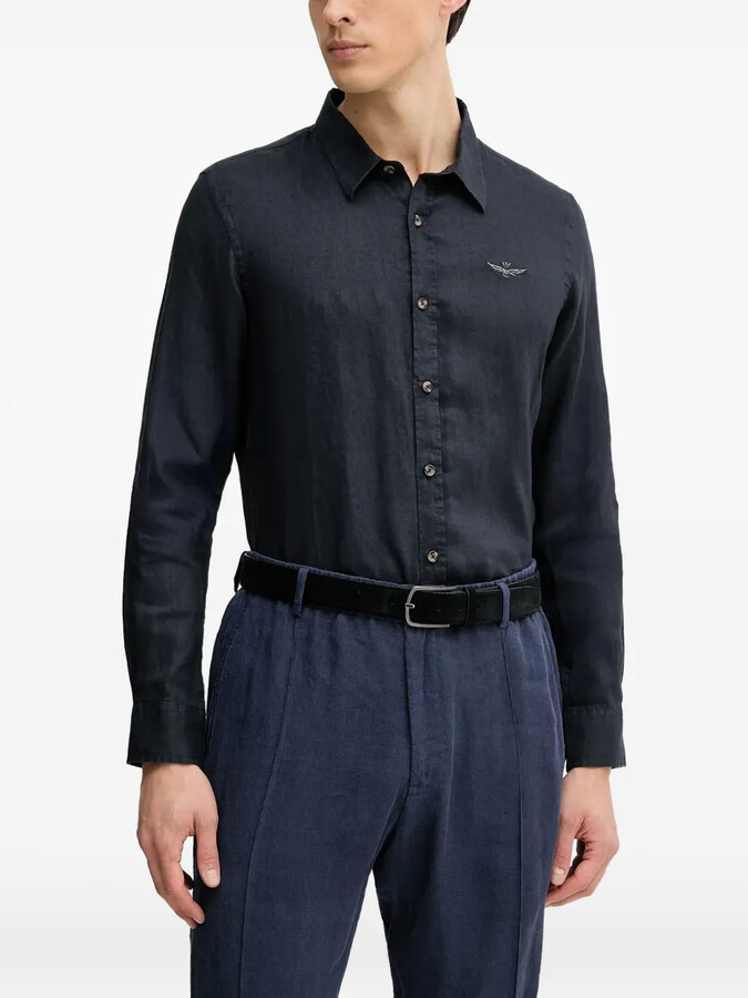 Aeronautica Militare Embroidered Linen Shirt