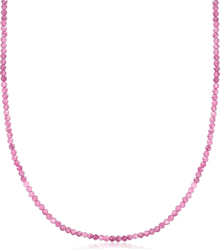 Ross-Simons Pink Tourmaline Bead Necklace With 18kt Gold Over Sterling