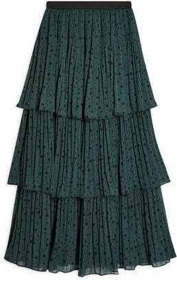 Topshop Star Tiered Pleated Midi Skirt