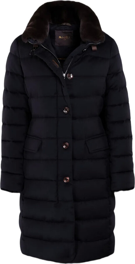 Moorer Quilted Faux Fur-Collar Coat