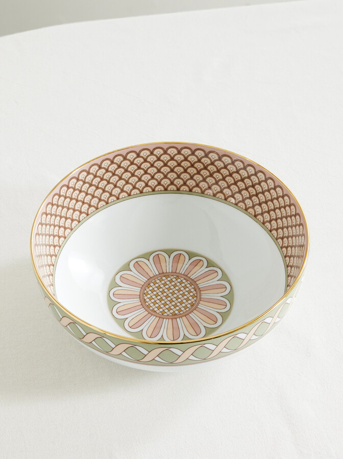 La DoubleJ - Odysseus Gold-plated Porcelain Serving Bowl - Pink