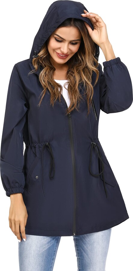 navy rain jacket womens