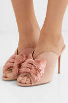 Thumbnail for your product : Aquazzura Lotus Blossom Fringed Bow-embellished Suede Mules